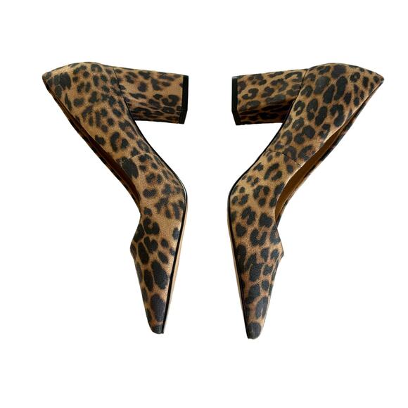 Abound Audry Beige Leopard Print Block Heel Pointed Toe Pumps Size 6.5 - Picture 3 of 6